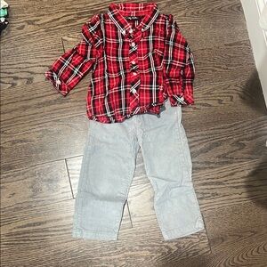 Red and White Button Down Shirt with Classic Style